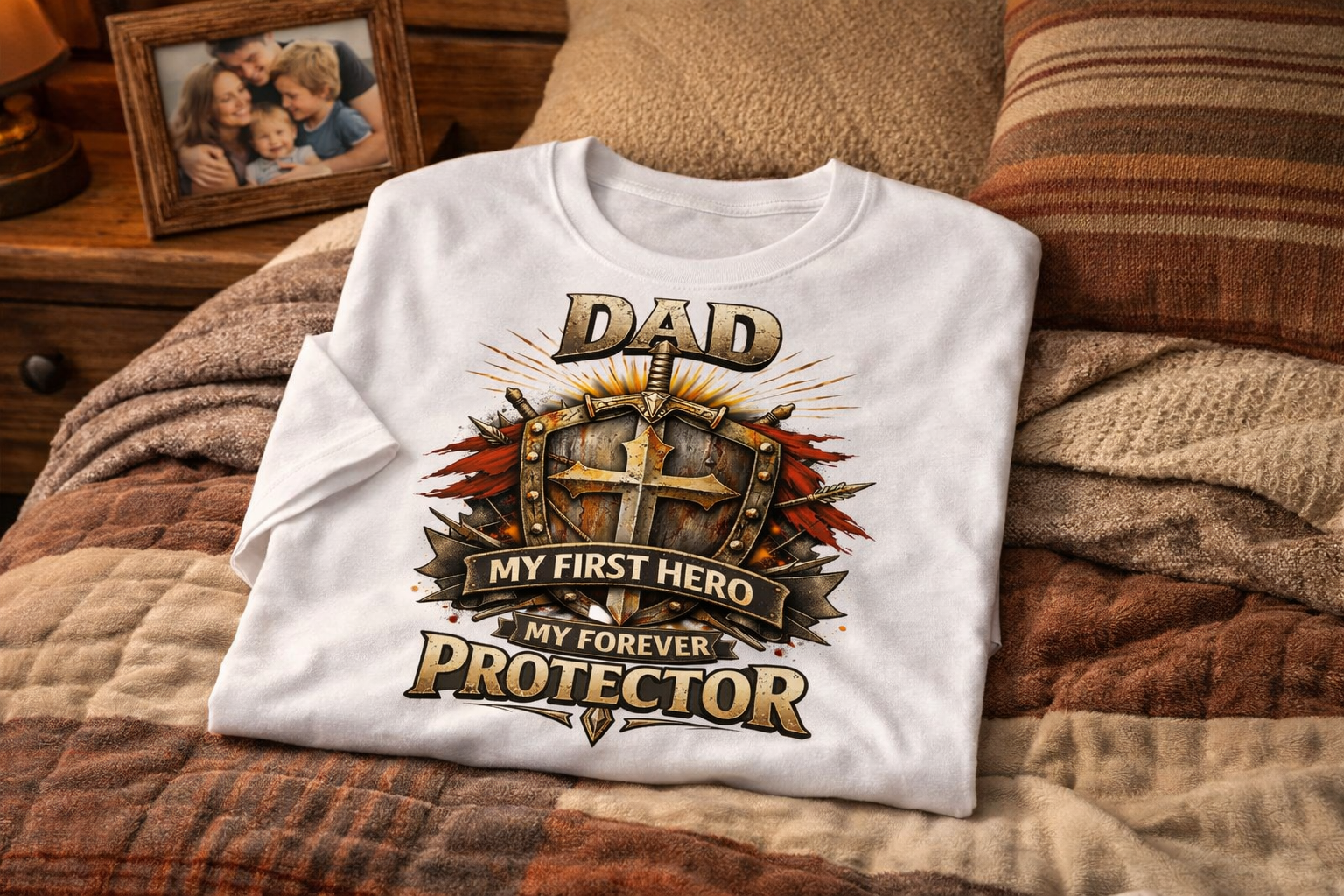 Dad Knight Shield T-Shirt | My First Hero Protector