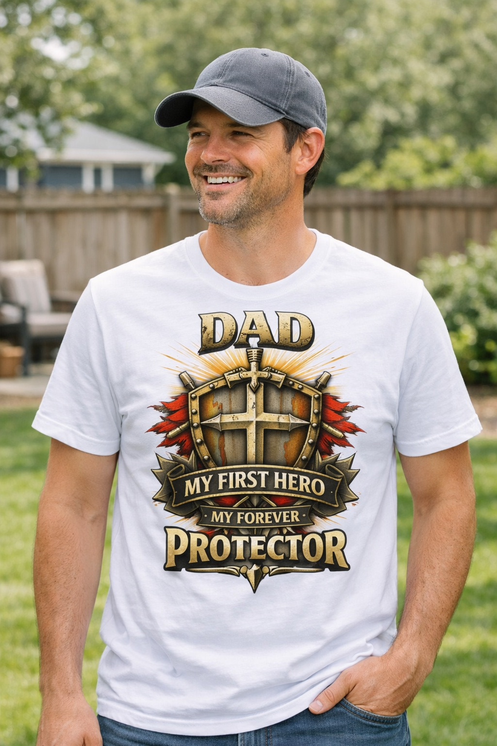 Dad Knight Shield T-Shirt | My First Hero Protector
