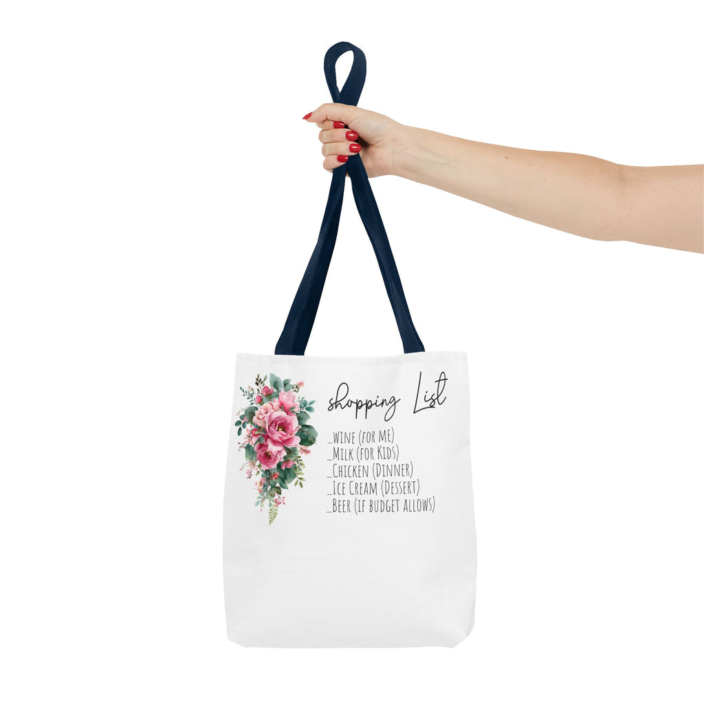 Shopping List Floral Bouquet Tote Bag | Rose Watercolor Grocery Tote