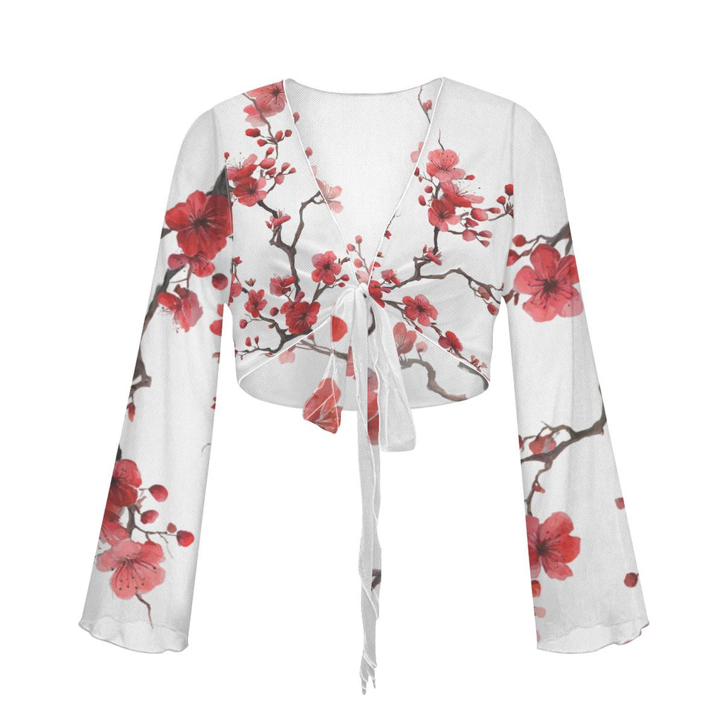 Cherry Blossom Flower Swimsuit Cardigan Top